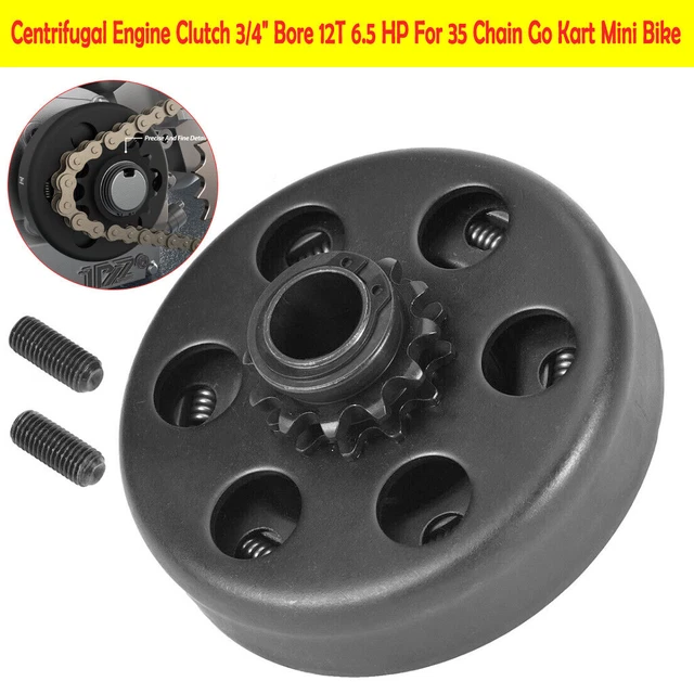 CENTRIFUGAL ENGINE CLUTCH For 35 Chain Go Kart Mini Bike 3/4In Bore 12T