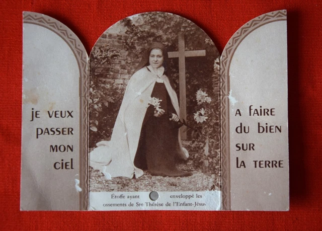 Rare Reliquaire Ancien Avec Tissu Ayant Touché Sainte Thérèse – Objet De Dévotion