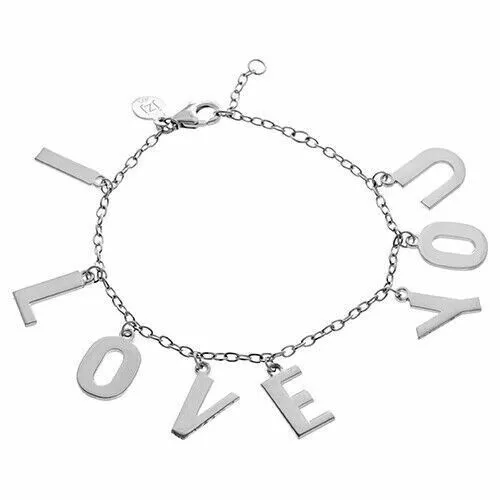 QVC Jennifer Zeuner 18K Gold Over Silver "I Love You" 7-1/4" Charm Bracelet