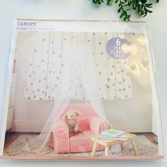 6 foot sheer white tulle canopy girls room decor new home Princess Fabric