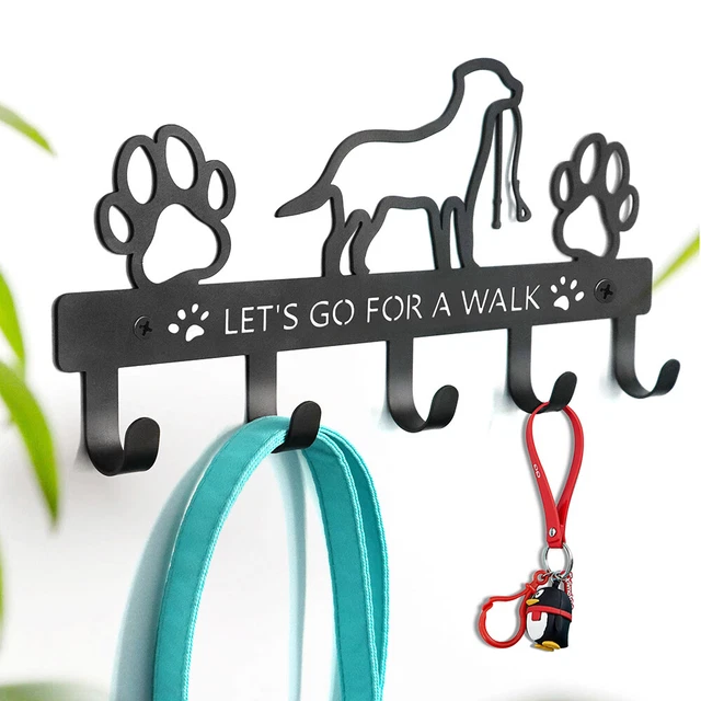 Dog Leash Key Bag Towel Holder Wall Rack Mount Hanger Metal 5 Hooks Organizer
