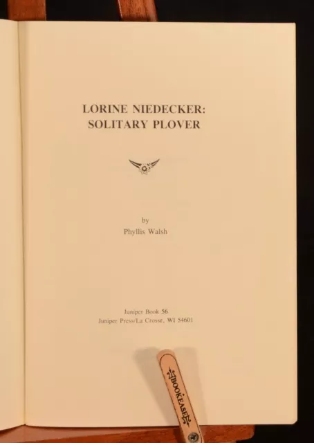 1992 Lorine Niedecker Solitary Plover Phyllis Walsh Very Scarce First Edition 3