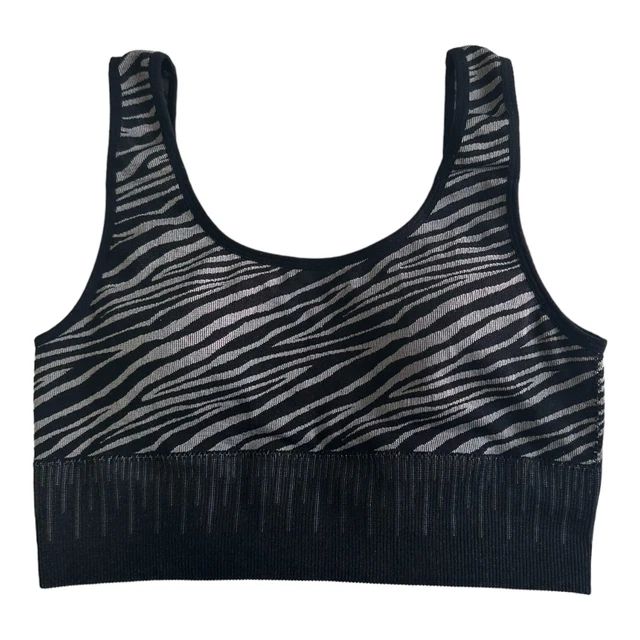 PRIMARK WOMEN'S SPORTS Bra Size S Black Grey Animal Print Padded