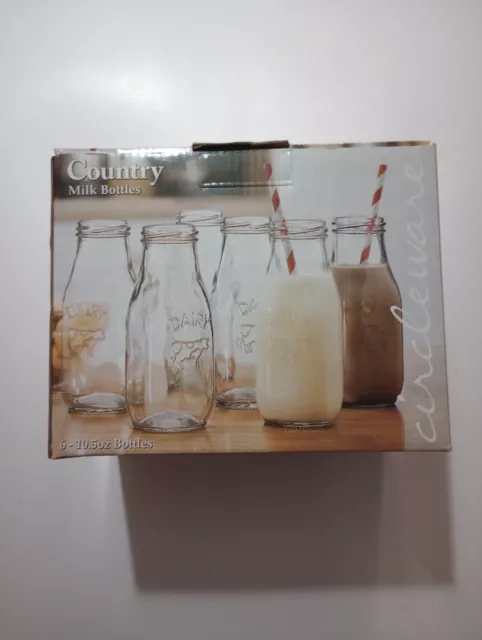 Country Milk Glass Bottles, Set of 6