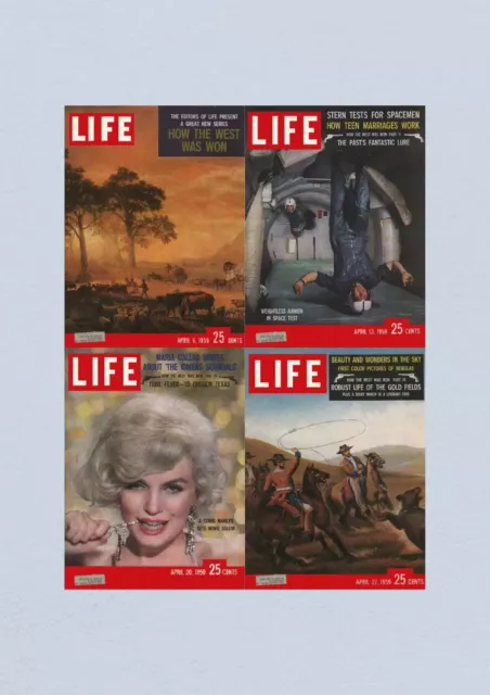 Life Magazine Lot of 4 Full Month April 1959 6, 13, 20, 27 Civil Rights Era