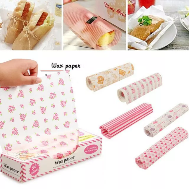 Food Wrap Wax Paper 50 Sheets Anti Grease Coating Essential Kitchen Supplies