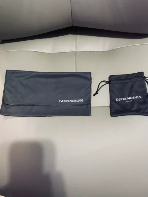 Brand New Authentic Emporio Armani Black Storage 1-Small Pouch And 1-Large Pouch