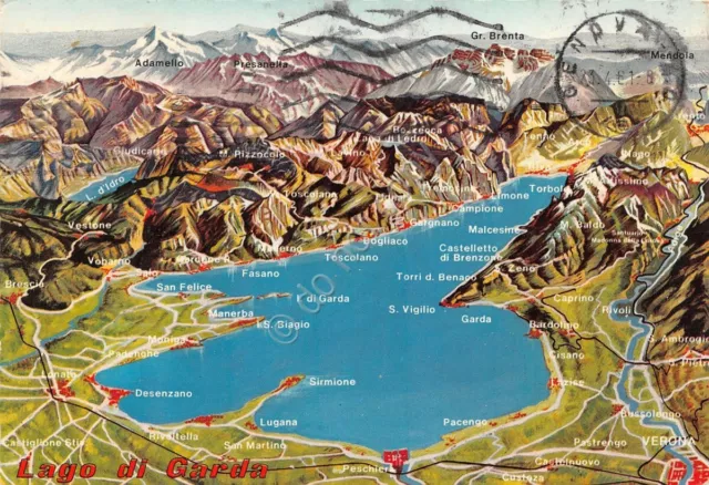 CARTOLINA LAGO DI Garda Planimetria mappa cartina 1981 (Brescia) EUR 3 ...