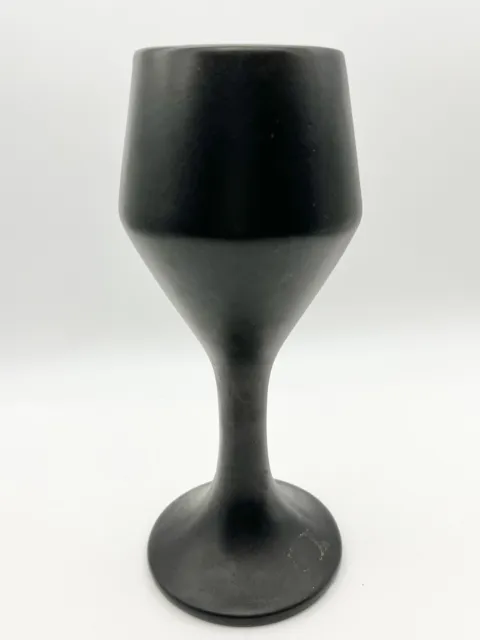 VTG Haeger Pottery Pedestal Chalice Vase Goblet Matte Black Geometric MCM Goth
