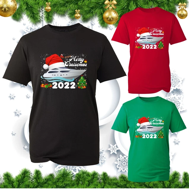 Merry Christmas 2022 Yacht Santa Hat T-Shirt Funny Xmas Party Festive Wear Top