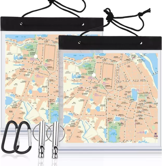SANNIX 2pcs Waterproof Map Case Transparent Map Cover with Clear Window and Nec