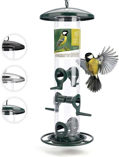wildtier herz Körner Vogelfutterspender 35cm  aus rostfreiem Metall Vögel