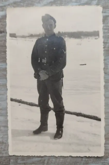 Soldat Kamerad Portrait Wehrmacht Uniform 2.WK (8,5x13,5) Orig. Foto Postkarte