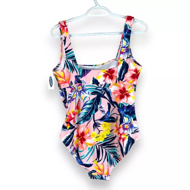 Old Navy Womens L One Piece Swimsuit Tropical Floral Colorful Straps New