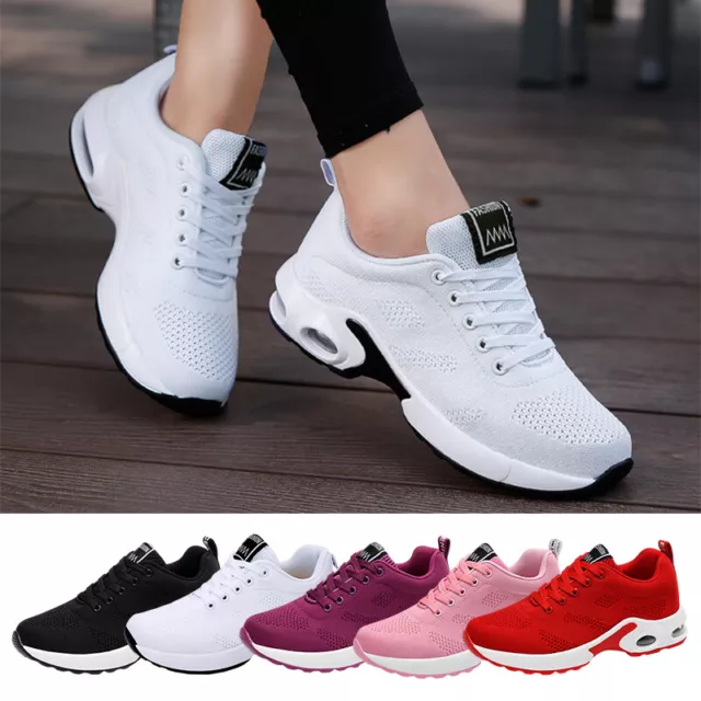 Ladies Trainers Running Shoes Womens Lace Up Flat Comfy Fitness Gym Sports Size