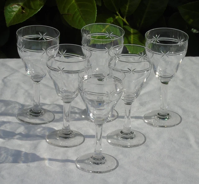 Saint Louis - Service de 6 verres à vin blanc ou  cuit en cristal modèle Rolland