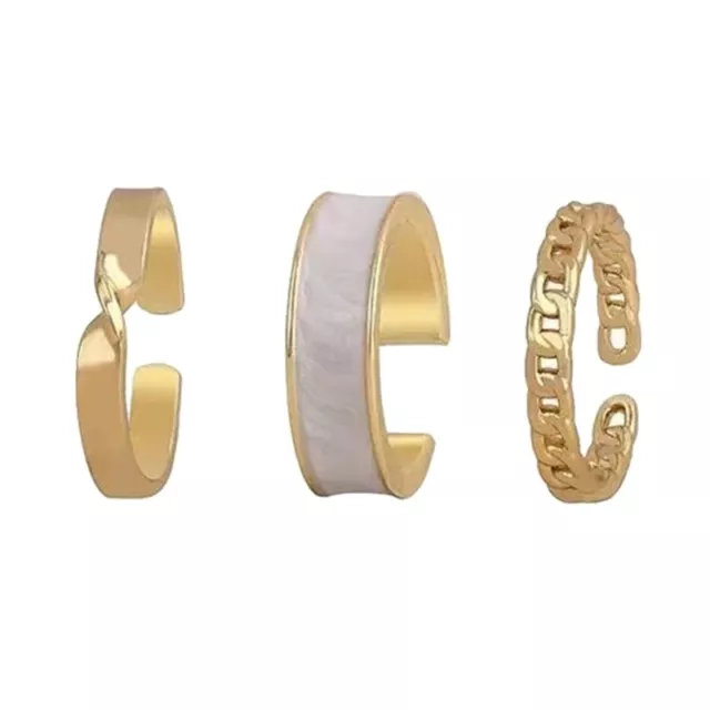 3Pieces Women Statement Adjustable Twist Open Rings