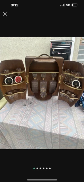 Vintage wine barrel mini bar