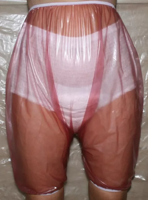 PVC Euroflex knielange Adult Baby Inkontinenz Gummihose rosa transparent