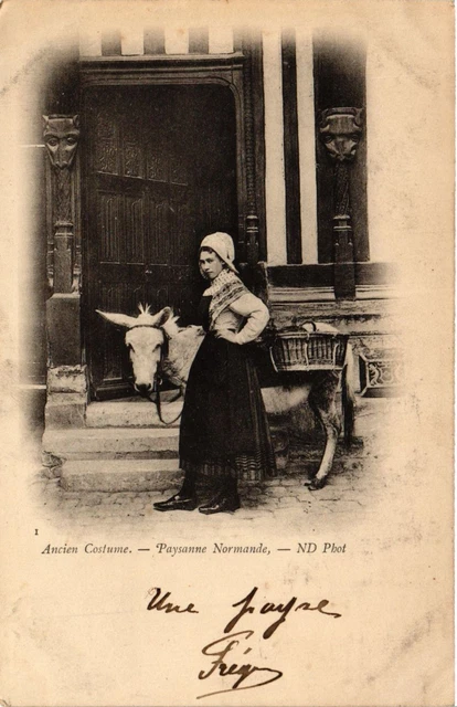Carte Postale Ancienne Normandie - Coiffe Et Costume Paysanne Normande (1900)