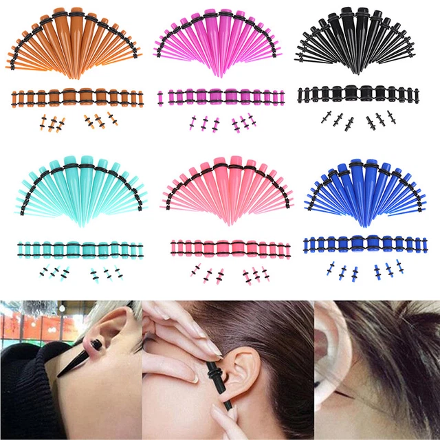 Kit Élongation Oreilles 102 Pièces 14G-00G - Bouchons Acrylique, Tunnels Silicone, Fers à Cheval