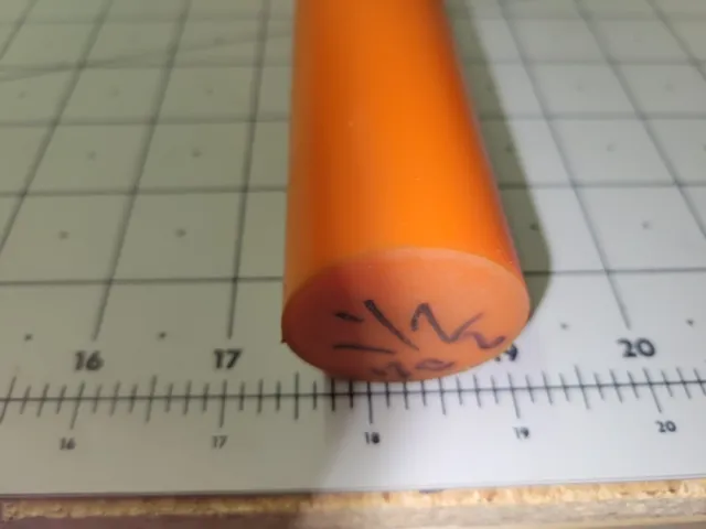 1-1/2" Dia. X 12" Long Urethane / Polyurethane 80 A Orange Rod P/N 12955