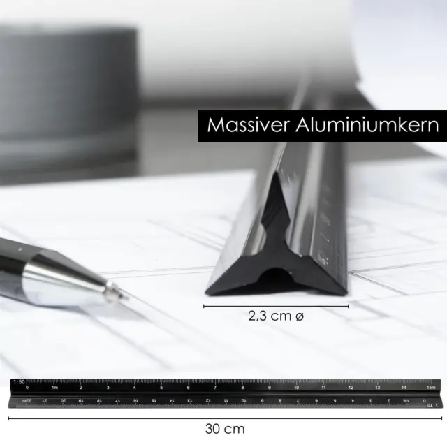 Dreikantmaßstab Dreikantlineal Dreieckig Maßstab Aluminium Lineal Skalierung Uni