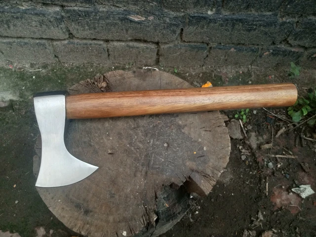 14 Inches long Hand Forge carbon steel tomahawk Axe with Rose wood round handle
