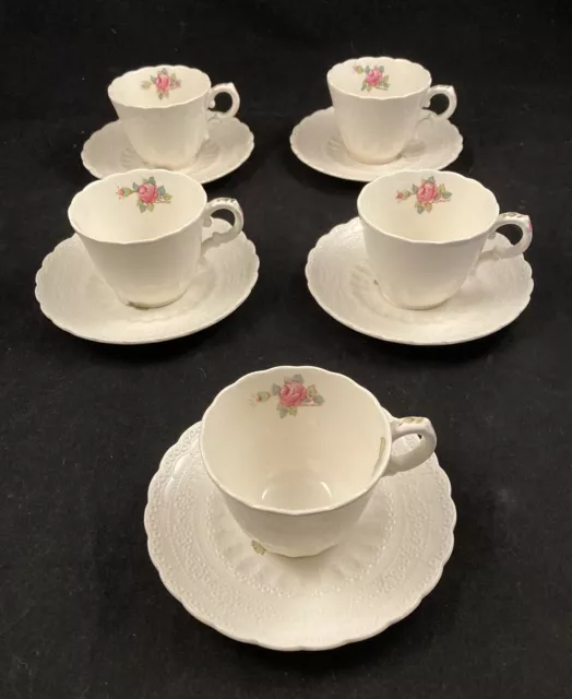 5 Spode Jewel Copeland Billingsley Rose Demitasse Cups & Saucers ~ Excellent