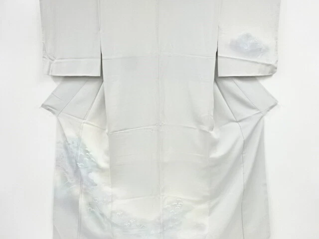 83056# Japanese Kimono / Antique Kimono / Woven Carriage & Kiku & Pine