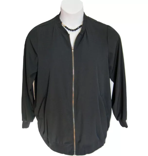 Black Basic Jacket Plus Size 14W 0X LIGHTWEIGHT Zip Front Pockets Denim 24/7