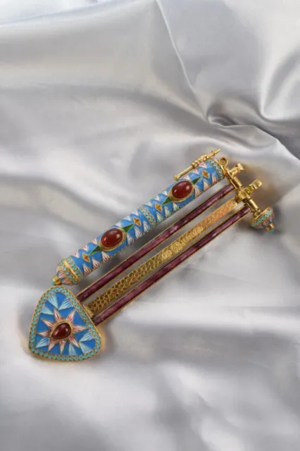 Silver Judaica Rattle - Antique Unique Silver Art Work - Silver Jewish Enamel