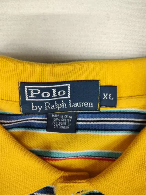 POLO RALPH LAUREN Mens Yellow Blue Striped Polo Shirt Size XL $17.99 ...