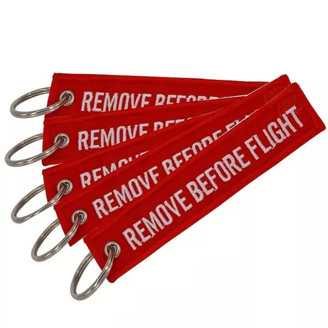 REMOVE BEFORE FLIGHT Keyring Keychain Zip Puller BN