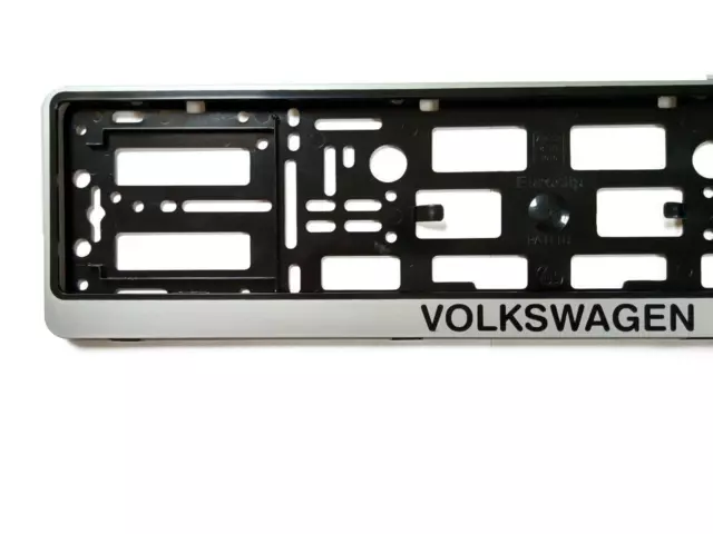 SILVER VOLKSWAGEN VW European Euro License Number Plate Holder Frame German Car