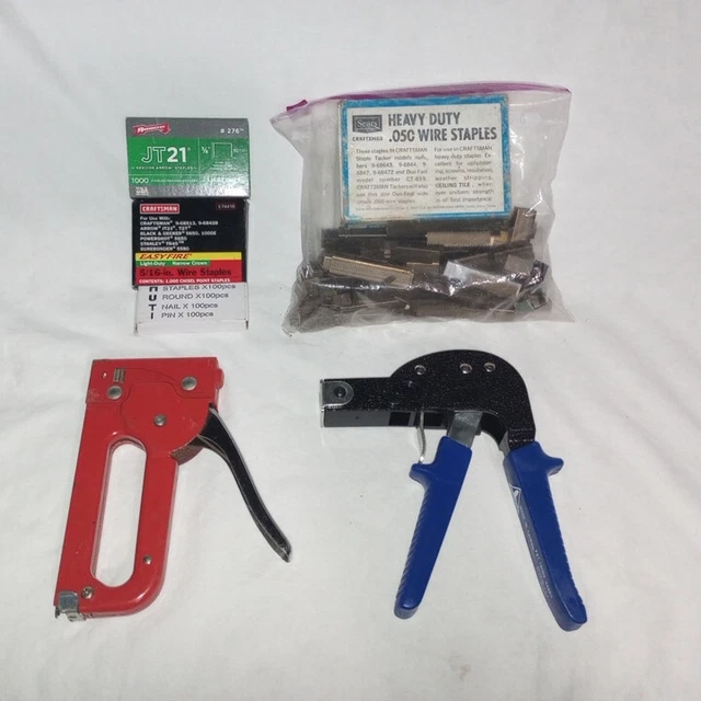 Lot of 1 Manual Staple and 1 Manual Rivet Gun w/ 3000+ Staples
