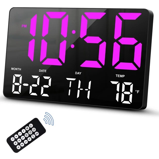 GRANDE HORLOGE MURALE Numérique LED Télécommande Température Date Semaine... EUR 22,63 - PicClick FR