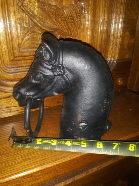 Vintage Cast Iron Horse Head Bust Hitching Post Pricked Ear. Great shape.