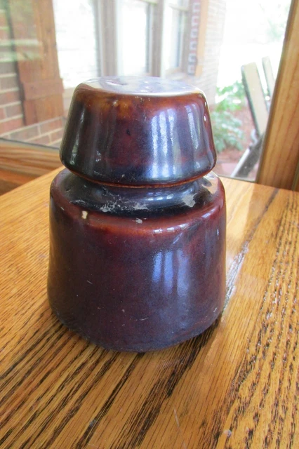 Vintage Brown Glazed Porcelain Insulator