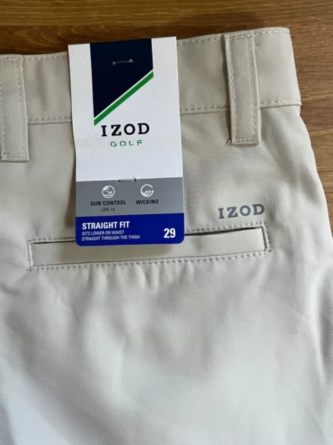 NEW IZOD GOLF Shorts Straight Fit Khaki Men's 29 Moisture Wicking UPF ...