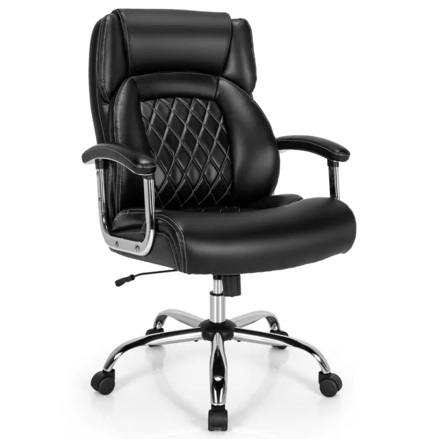 PU Leather Office Chair  Padded Modern Executive Chair Ergonomic Computer Desk