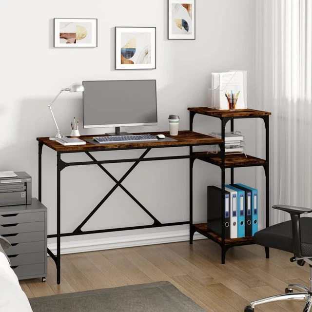 Schreibtisch mit Regal Räuchereiche 135x50x90  Holzwerkstoff I6C4