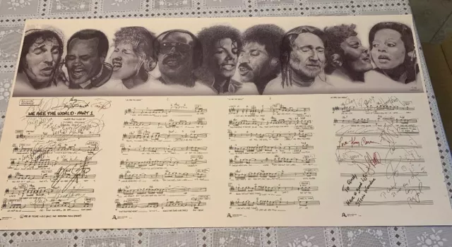 We Are The World Lyrics Poster Facsimile Signatures Over 35 Years Ago WOW