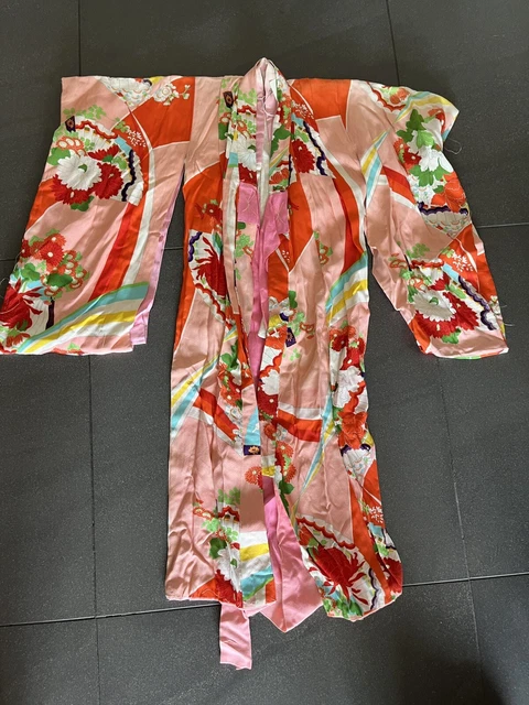 Incredibili ventilatori e fiori vintage per bambini in seta dal Giappone multicolore