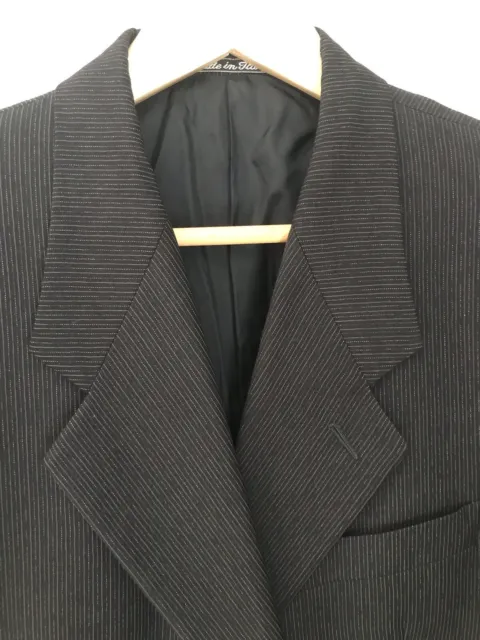 Armani Collezioni Navy Blue Striped Wool SAKs Blazer Made in Italy 40S