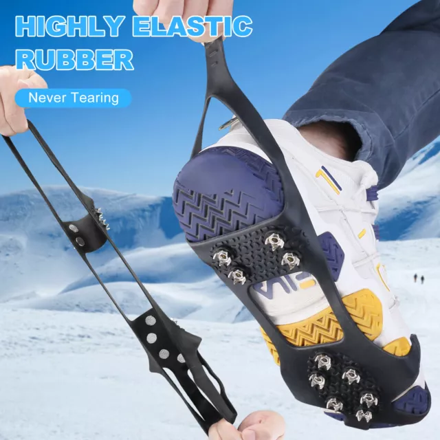 Ice Crampons Snow Grips Anti Slip On Spikes Grippers Over Shoe Boot Studs Cleats