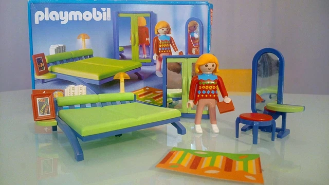 PLAYMOBIL Maison Moderne (R268) - Set Camera Genitori Con Grande Letto Verde - Usato, Completare La Casa? - Foto 5