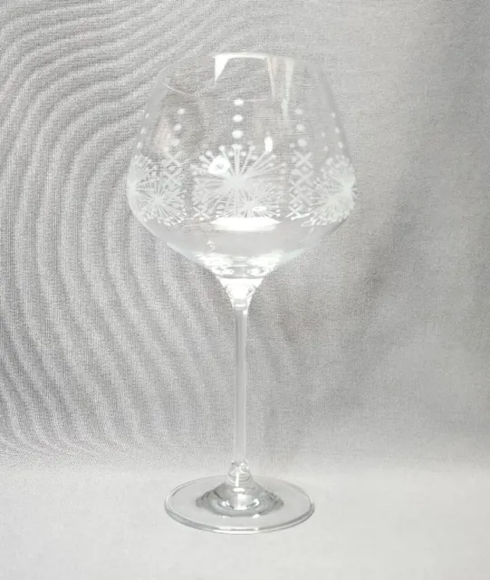 Atomic Starburst Etched Sputnik Oversized 28 oz Crystal Wine Glass XL Stemware