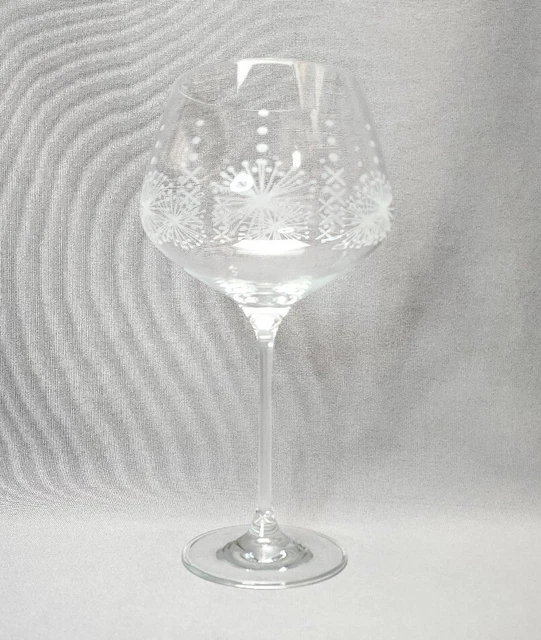 Atomic Starburst Etched Sputnik Oversized 28 oz Crystal Wine Glass XL Stemware