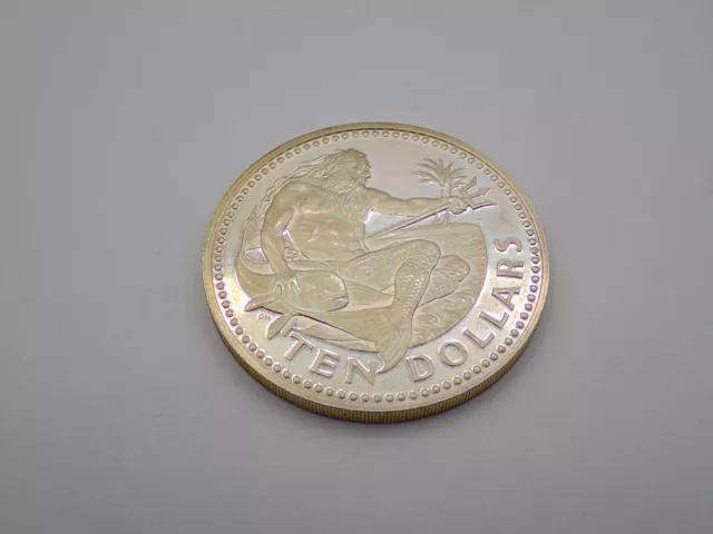 Silbermünze Barbados Ten Dollars 1973 Neptun Silber
